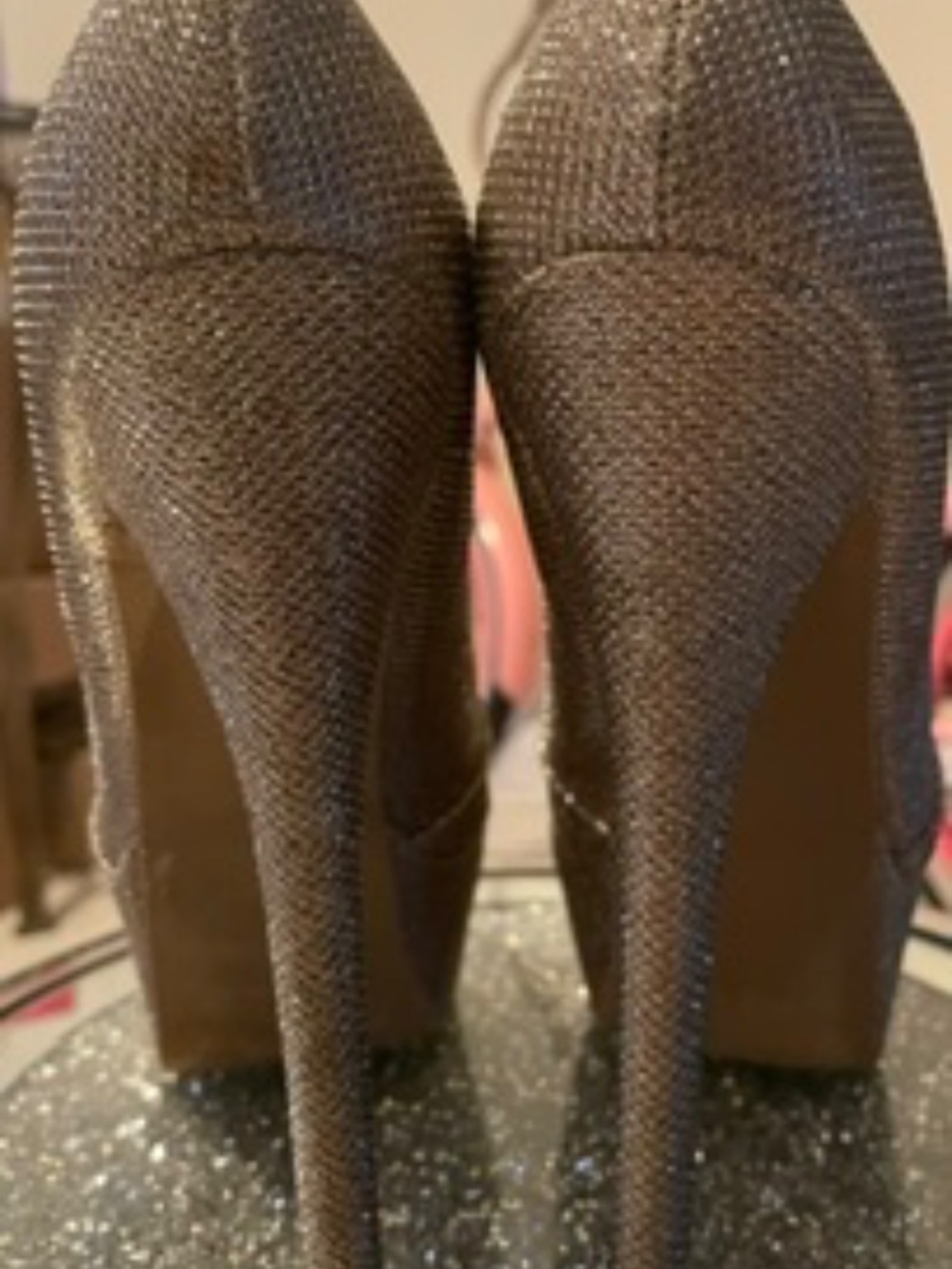 NWOT Gold Toe Glitter Sling Back Platform Stilettos (7.5/8) - Picture 9 of 10